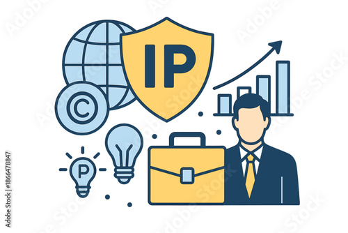Strong IP systems worldwide enable creative businesses and safeguard innovation by enforcing strict legal safeguards and deliberate brand stewardship in Photo  Concept