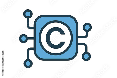 A digital-era emblem of copyright protection, serving as an intellectual property sign