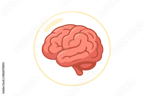 Concept of intellectual property: a 3D animated brain inside a protective sphere against an orange backdrop