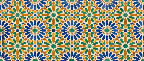 Traditional Moroccan Zellige Geometric Star Tile Pattern Background