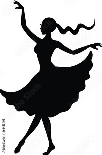 flamenco dancer silhouette vector illustration 