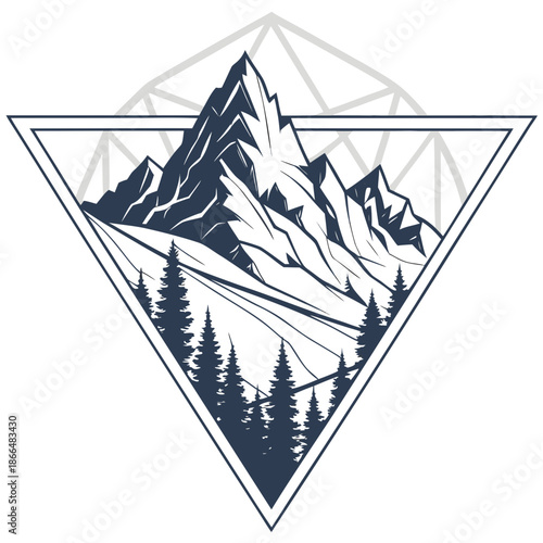 Mountain peak in geometric frame