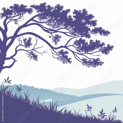 Serene landscape with tree
