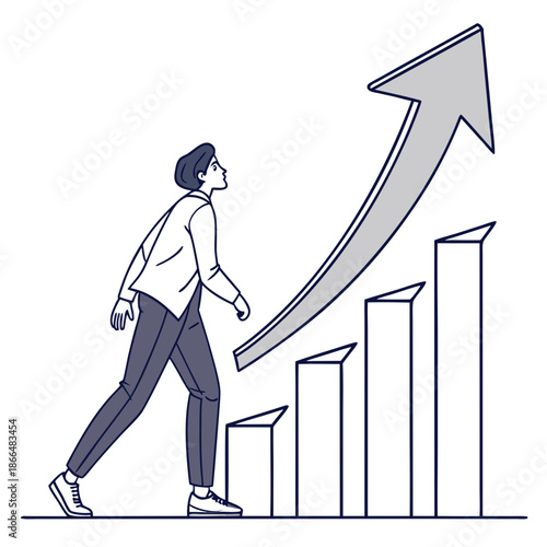 Man climbing success stairs