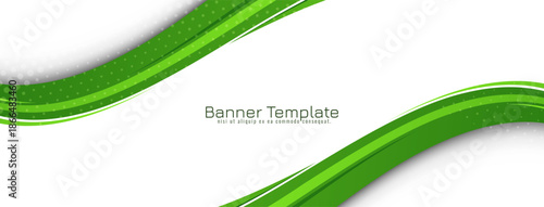 Stylish green color wave dynamic banner with halftone