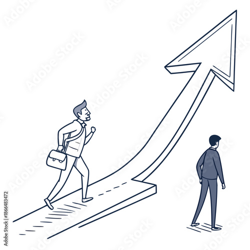 Person climbing upward path