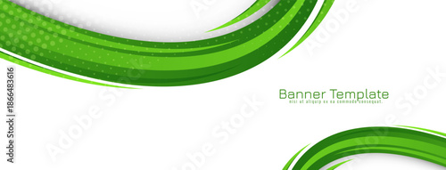 Stylish green color wave dynamic banner with halftone