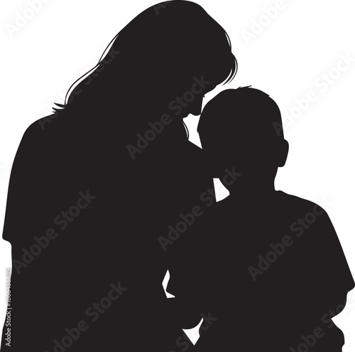 Silhouette of a mother and child