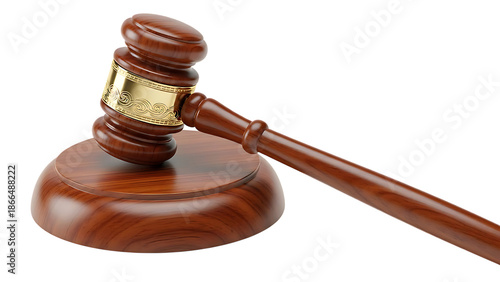 Wooden gavel on a wooden block