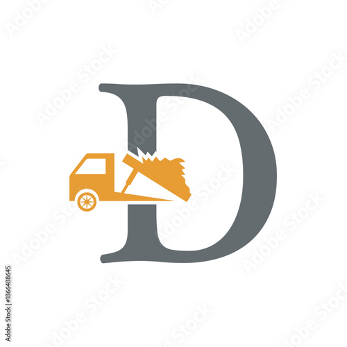 Truck  Logo  combine with letter D vector template