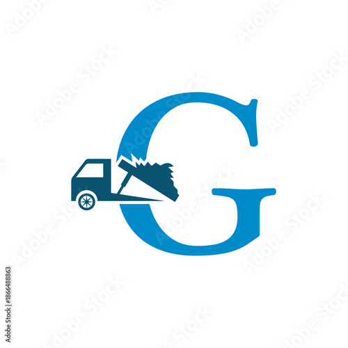 Truck  Logo  combine with letter G vector template