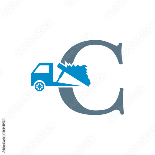 Truck  Logo  combine with letter C vector template