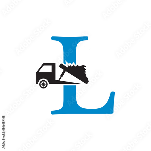 Truck  Logo  combine with letter L vector template