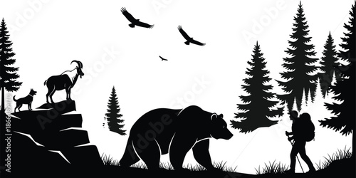 Musical symbols collection featuring treble clef, bass clef, and piano keys icons for music education, composition, and classical performance design.