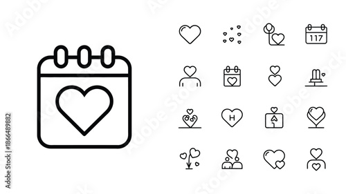 Anniversary Celebration Line Icon Set