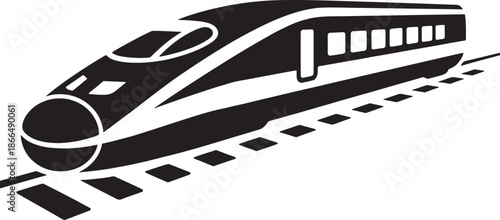 bullet train on railway track moving fast