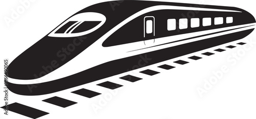 Bullet train speeding along railroad tracks in motion quickly