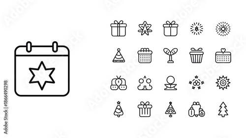 Holiday Celebration Line Icon Set