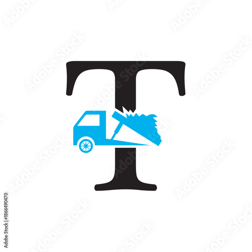 Truck  Logo  combine with letter T vector template