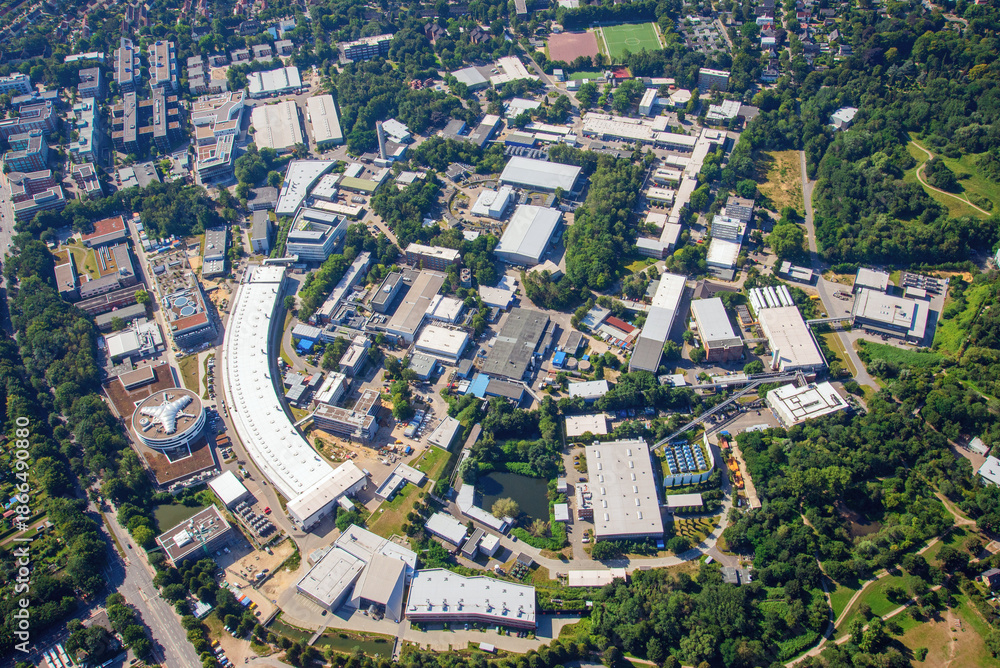 Naklejka premium Deutsche Elektronen Synchrotron, DESY, Luftbild, Hamburg, Deutschland