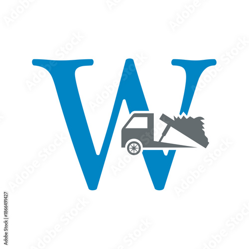 Truck  Logo  combine with letter W vector template