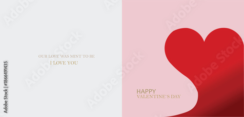 valentine's day greeting card pink red heart love message romantic modern minimalist design isolated on background.
