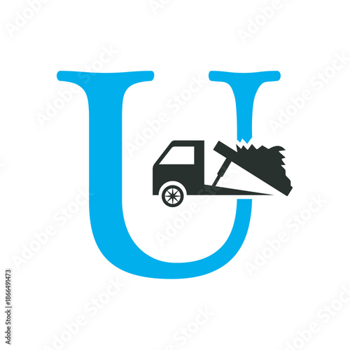 Truck  Logo  combine with letter WU vector template