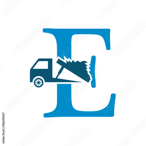 Truck  Logo  combine with letter E vector template