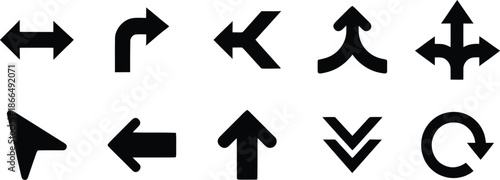 Arrows Icons Set, Collection of black arrow icons, Mega set of vector arrows.	