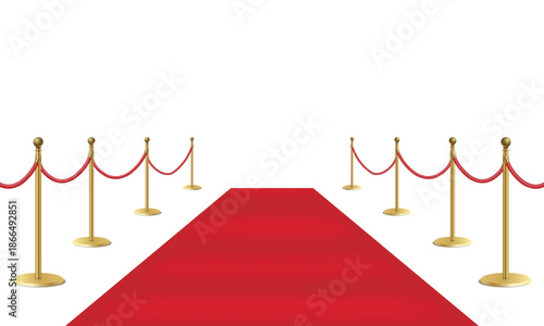 Red carpet event pathway with velvet rope barriers