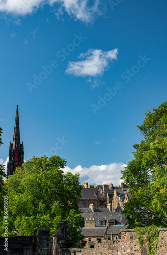 Edinburgh, Scotland, United Kingdom: roofs, palaces and the old town skyline, a glimpse of the ancient capital city