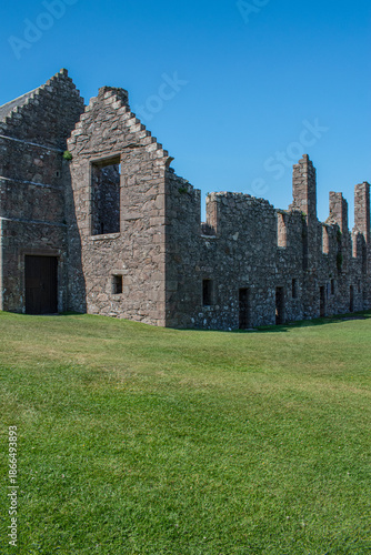Stonehaven, Aberdeenshire, Scotland, United Kingdom: details of ancient buildings in the complex of Dunnottar Castle, a ruined medieval fortress on a rocky headland in the northeast coast
