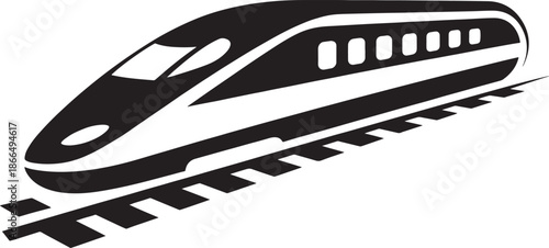 Monorail train on railroad tracks moving fast