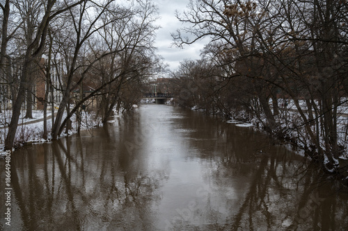 Overcast Day Along Red Cedar River with Copy-Space