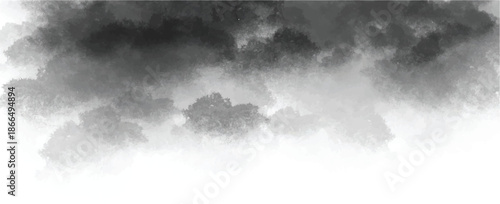 Dark stormy clouds on transparent background with gray gradient smoke effect for design and decoration with graphic and resource and dramatic