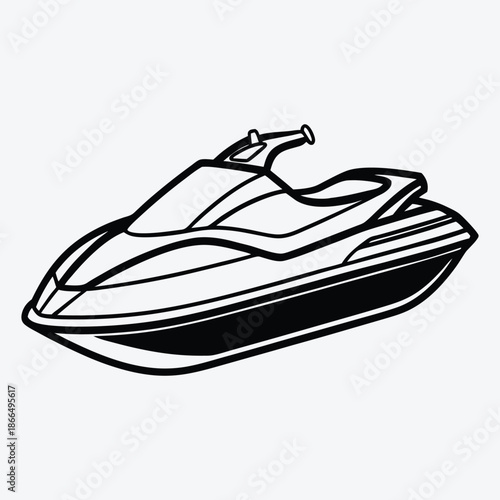 Jet Ski line art White background illustration Generative Ai