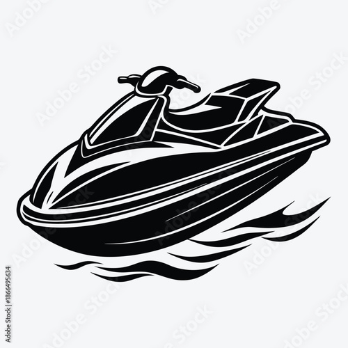 Jet Ski line art White background illustration Generative Ai
