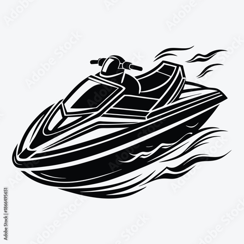 Jet Ski line art White background illustration Generative Ai