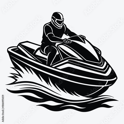 Jet Ski line art White background illustration Generative Ai
