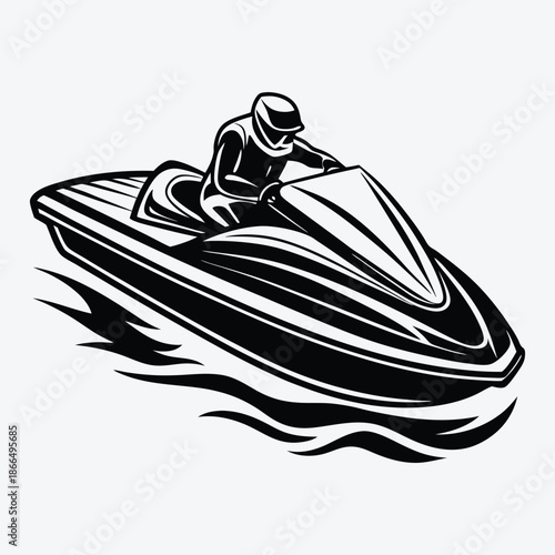 Jet Ski line art White background illustration Generative Ai