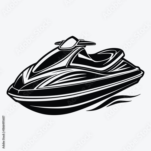 Jet Ski line art White background illustration Generative Ai