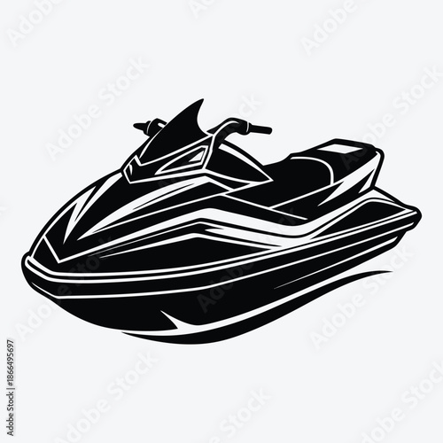 Jet Ski line art White background illustration Generative Ai