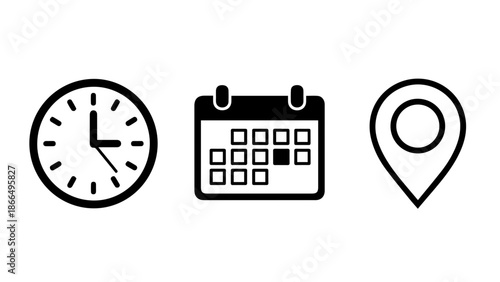 Time management icons isolated on white background, Vector