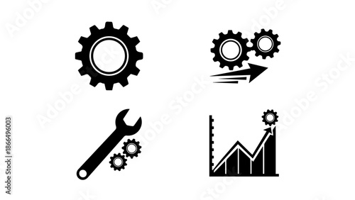 Mechanism and growth representation isolated on white background, Vector