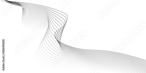 A dynamic abstract background with flowing black and white lines. Abstract wave design with flowing lines on white background. Abstract modern background wavy lines. 