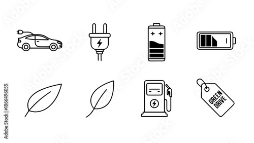 Various symbols of energy sources isolated on white background, Vector