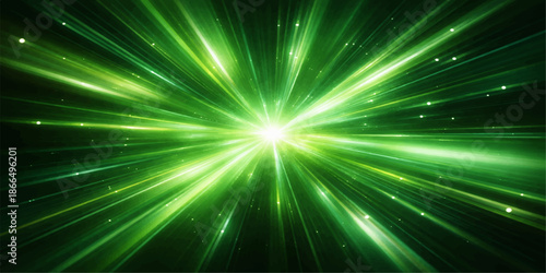 Shiny blue abstract background featuring a bright light burst with glowing stars and laser rays in a cosmic space design pattern