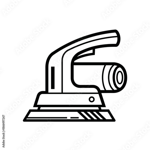 minimal line icon of an electric wood sander for carpentry blogs, furniture restoration websites, diy woodworking guides, hardware store catalogs and professional manuals