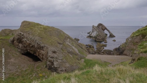 Landscape view of Bow Fiddle Rock, Scotland