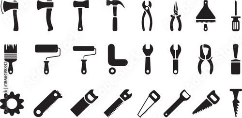 Essential construction and repair hand tools collection for various household and professional tasks